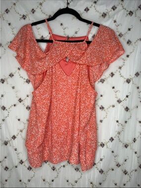 Thalia Sodi Coral Ruffle Cold-Shoulder Camisole
